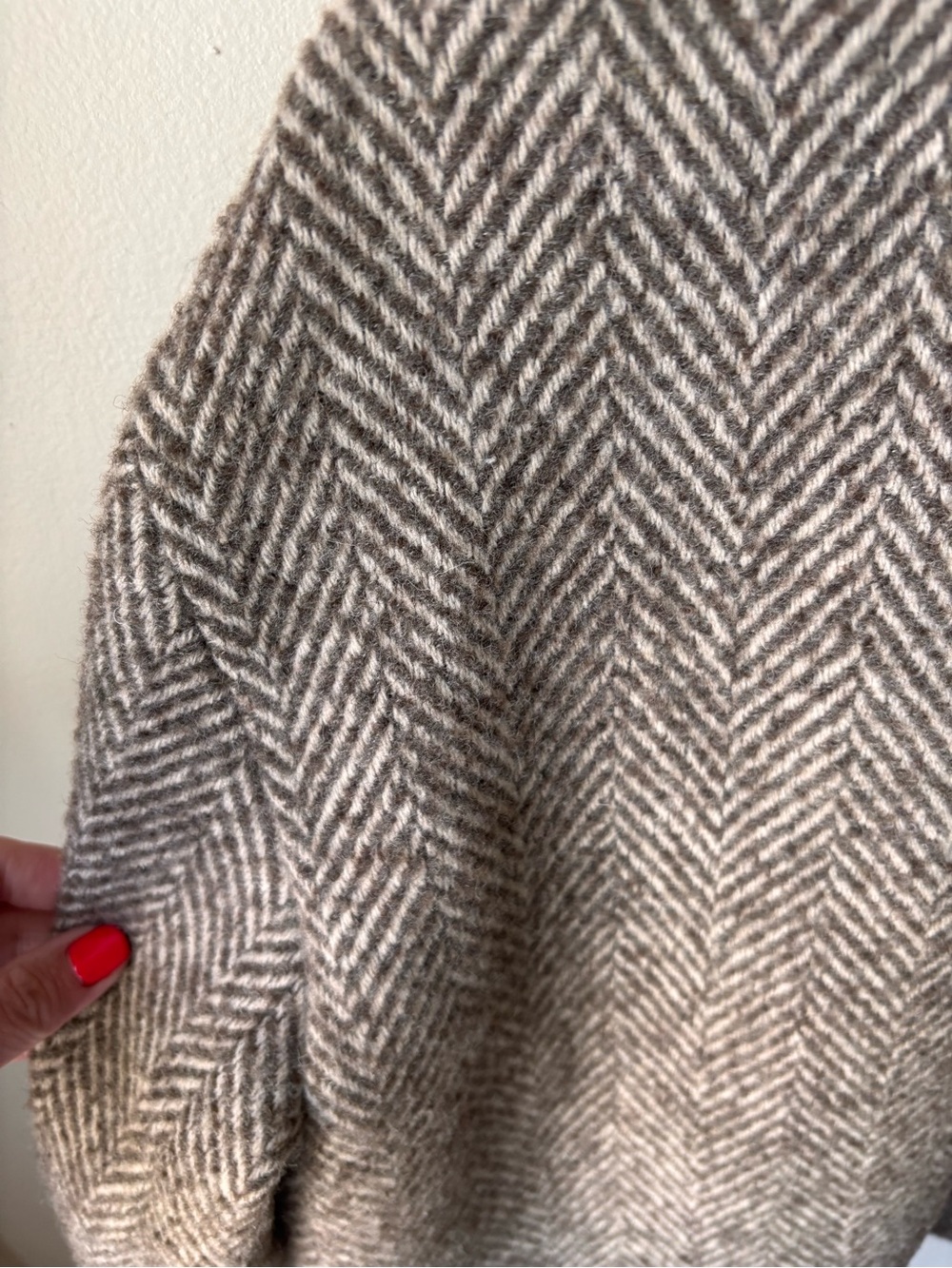 Abercrombie Womens Herringbone Wool-Blend Jacket Coat - Taupe - Picture 5 of 5